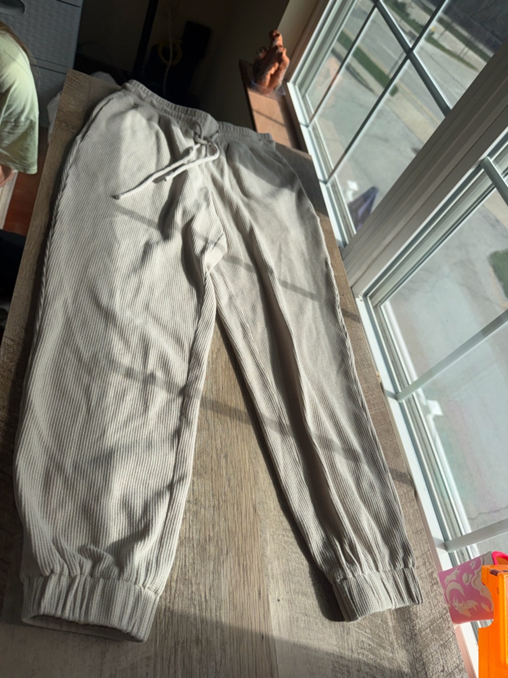Princess Polly Ribbed Drawstring Track Pants in Light Beige
